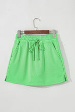 Load image into Gallery viewer, Light Green French Terry Drawstring Elastic Waistband Mini Skort with Pockets
