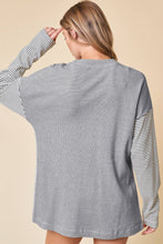 Load image into Gallery viewer, Black Stripe Colorblock Patchwork Open Front Cardigan with Pocket
