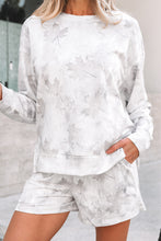Load image into Gallery viewer, Beige Camo Print Pullover Top and Elastic Waist Casual Short Set
