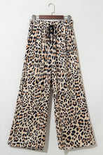 Load image into Gallery viewer, Parchment Leopard Drawstring Elastic Waistband Flowy Wide Leg Pants

