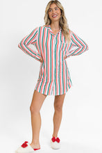Load image into Gallery viewer, Pink Stripe Christmas Long Sleeve Shirt Style Lounge Dress
