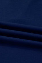 Load image into Gallery viewer, Navy Blue Contrast Striped Cuffs Polo Collar Patchwork Long Sleeve Ruffle Hem Mini Dress
