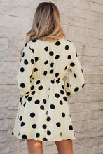 Load image into Gallery viewer, Beige Polka Dot Printed Surplice V Neck Puff Sleeve Mini Dress
