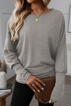 Load image into Gallery viewer, Light Grey Solid Color Extended Cuffs Long Sleeve Top
