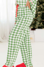 Load image into Gallery viewer, Light Green Christmas Plaid Print Shirt and Pants Pajama Set
