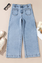 Load image into Gallery viewer, Light Blue Chic Patch Pocket Straight Leg Loose Jeans
