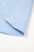 Load image into Gallery viewer, Beau Blue Floral Embroidered Puff Sleeve Split Neck Blouse
