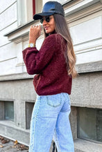 Load image into Gallery viewer, Burgundy Popcorn Mock Neck Solid Sweater
