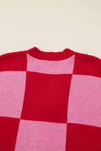 Load image into Gallery viewer, Fiery Red Mixed Plaid Relaxed Sweater Cardigan
