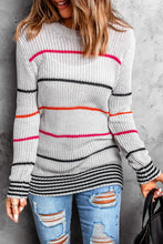 Load image into Gallery viewer, Gray Ribbed Knit Striped Sweater
