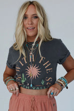 Load image into Gallery viewer, Dark Grey RISE WITH THE SUN Western Fashion Graphic Tee
