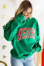 Load image into Gallery viewer, Bright Green MERRY Graphic Pullover Sweatshirt
