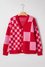 Load image into Gallery viewer, Fiery Red Mixed Plaid Relaxed Sweater Cardigan
