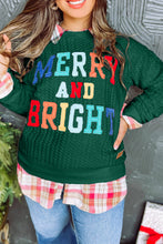 Load image into Gallery viewer, Blackish Green Merry And Bright Cable Knit Pullover Sweatshirt
