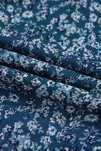 Load image into Gallery viewer, Blue Floral Print Sweetheart Neck Shirred Back Mini Dress
