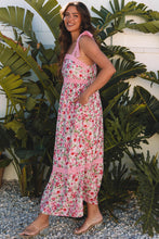 Load image into Gallery viewer, Pink Floral Lace Tied Strap Empire Waist Maxi Dress
