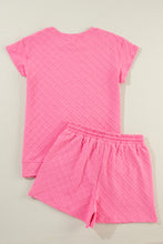Load image into Gallery viewer, Sachet Pink Checkered Textured Tee and Drawstring Shorts
