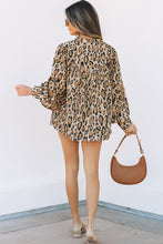 Load image into Gallery viewer, Light French Beige Oversized Leopard Print Balloon Sleeve Casual Shirt
