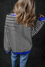 Load image into Gallery viewer, Black Stripe Oversized Contrast Trim Pullover Sweatshirt
