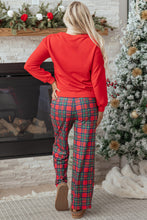 Load image into Gallery viewer, Red Plaid Mama Graphic Christmas Holiday Crewneck Pullover and Pants Two Piece Lounge Set
