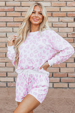 Load image into Gallery viewer, Pink Leopard Animal Print Pullover and Shorts Loungewear
