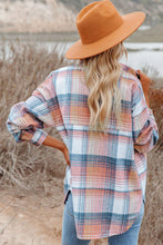 Load image into Gallery viewer, Pink Plaid Flap Pockets Shacket
