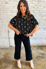 Load image into Gallery viewer, Black Bow Print Puff Short Sleeve Top
