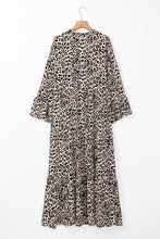 Load image into Gallery viewer, Apricot Leopard Print Tiered Wide Sleeve Maxi Dress
