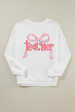 Load image into Gallery viewer, White Teacher Bow PNG Graphic Pullover Sweatshirt
