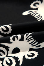 Load image into Gallery viewer, Black Vintage Geometric Printed 3/4 Sleeve V Neck Blouse
