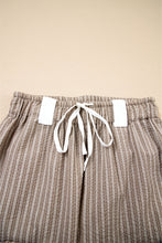 Load image into Gallery viewer, Brown Stripe Drawstring Cargo Jogger Pants with Pockets
